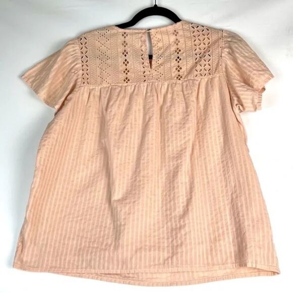 Ella Moss Pink Brianne Eyelet Xxl Peach‎ Short Sleeve Ruffle Blouse S Coquette - Picture 3 of 11
